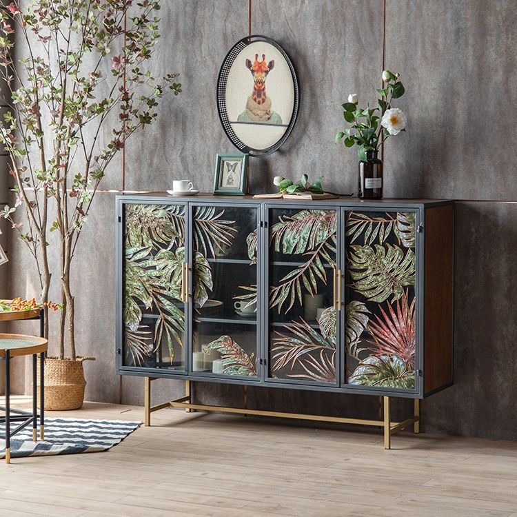 Traditional Wood Display Stand Glass Doors Storage Cabinet for Living Room Clearhalo 'Display & China Cabinets' 'display_china_cabinets' 'furn' 'furn_display_china_cabinets' 'Furniture' 'Kitchen & Dining Furniture' 1200x1200_5ce04159-67db-46d2-a2f5-ba6d32789c22