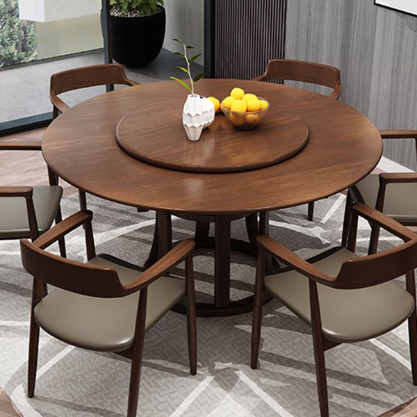 Table ronde moderne en bois massif, avec plateau tournant, pour la maison