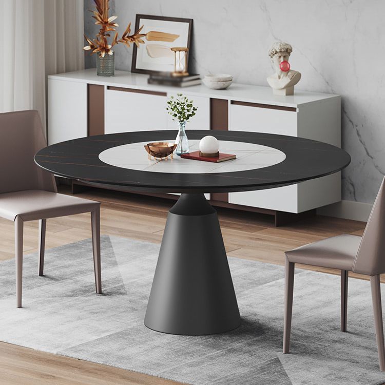Modern 1/3/4/5 Pieces Black Dining Table Set with Sintered Stone Top Round Dinette Set Clearhalo 'Dining Room Sets' 'Dining Tables & Seating' 'dining_room_set' 'furn' 'furn_dining_room_set' 'Furniture' 'furniture_dining_room_set' 'Kitchen & Dining Furniture' 'kitchen&dining_furn' 'kitchen' 1200x1200_5ce23052-f418-4b15-b04d-eb60e4c6d3a9