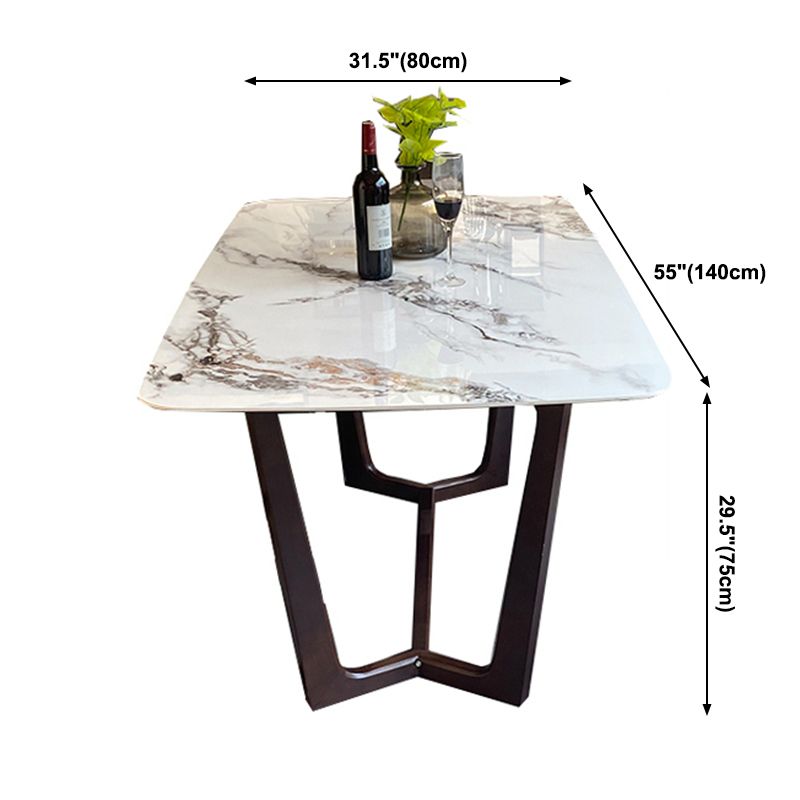 Industrial White Sintered Stone Top Dining Table Rectangle Standard Dining Table for Kitchen Clearhalo ' dining_table' 'Dining Tables & Seating' 'Dining Tables' 'furn' 'furn_dining_table' 'Furniture' 'furniture_dining_table' 'Kitchen & Dining Furniture' 'kitchen&dining_furn' 'kitchen' 'kitchen_dining_table' 1200x1200_5ce30e0d-301a-4d54-a5f3-c254feedcd5b