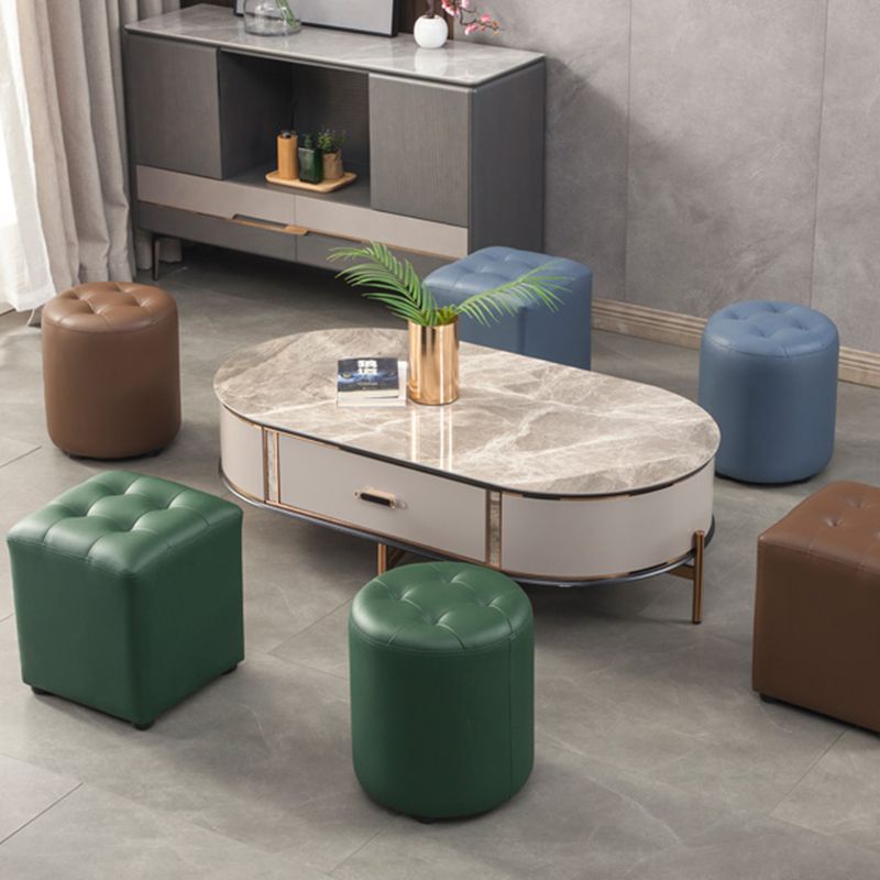 Modern Round Ottoman Solid Color Genuine Leather Tufted Pouf Ottoman Clearhalo 'furn' 'furn_ottomans_poufs' 'Furniture' 'Living Room Furniture' 'Ottomans & Poufs' 'ottomans_poufs' 1200x1200_5ce36656-51d6-4930-9d06-aa9e6c1c209f