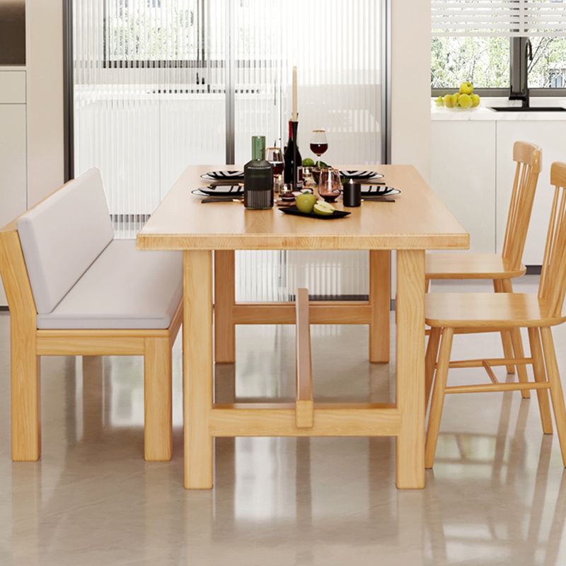 Trestle Dining Table Set 1/4 Pcs Rectangle Dining Table and Chairs in Natural