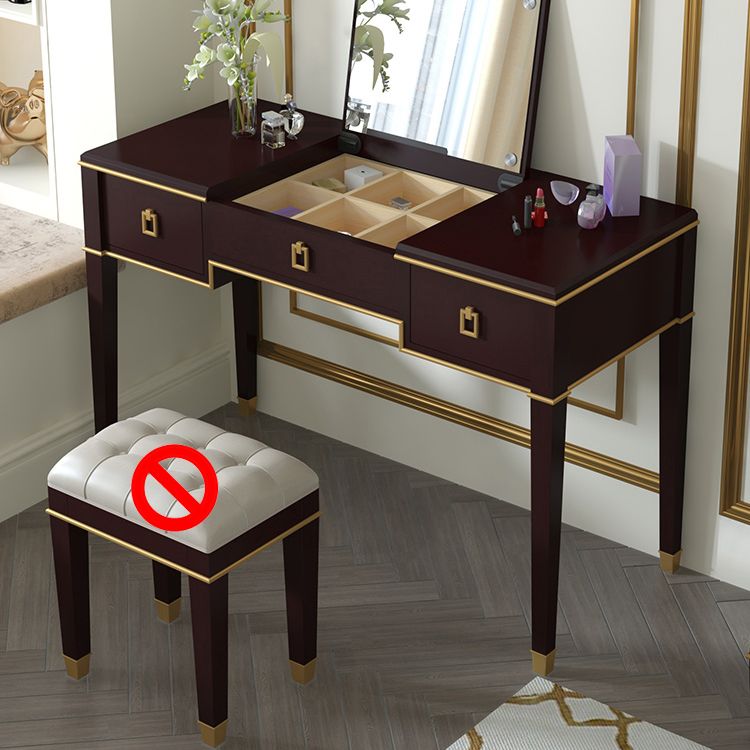 Solid Wood Make-up Vanity Mirrored Vanity Set with Padded Stool Clearhalo 'Bedroom Furniture' 'furn' 'furn_makeup_vanities' 'Furniture' 'Makeup Vanities' 'makeup_vanities' 1200x1200_5ce4744a-98e7-4e61-94b8-db4e83702e40