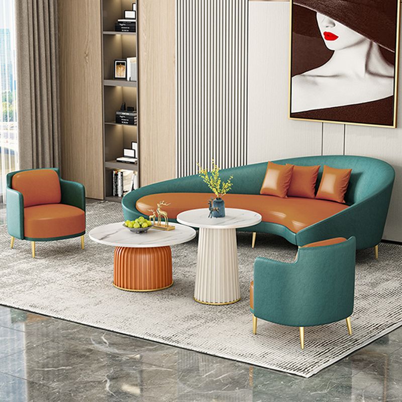 Divano curvo in finta pelle con braccio inclinata per soggiorno 33,47 "di alto livello