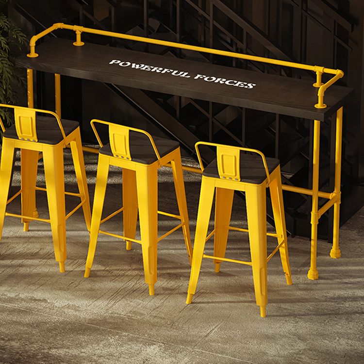 Industrial Wood Pub Table with Rectangle Table Top Yellow Trestle Table - 42" H Clearhalo 'Bar Furniture' 'Bar Tables' 'bar_tables' 'furn' 'furn_bar_tables' 'Furniture' 'furniture_bar_tables' 'Kitchen & Dining Furniture' 1200x1200_5ce5d242-d395-4c38-8961-2c3ea1da1893