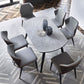 Sintered Stone Extendable Round Dining Table Modern Adjustable Table with Metal 4 Legs Clearhalo ' dining_table' 'Dining Tables & Seating' 'Dining Tables' 'furn' 'furn_dining_table' 'Furniture' 'furniture_dining_table' 'Kitchen & Dining Furniture' 'kitchen&dining_furn' 'kitchen' 'kitchen_dining_table' 1200x1200_5ce70980-a35d-4f99-8cba-18c8ce0c65cb