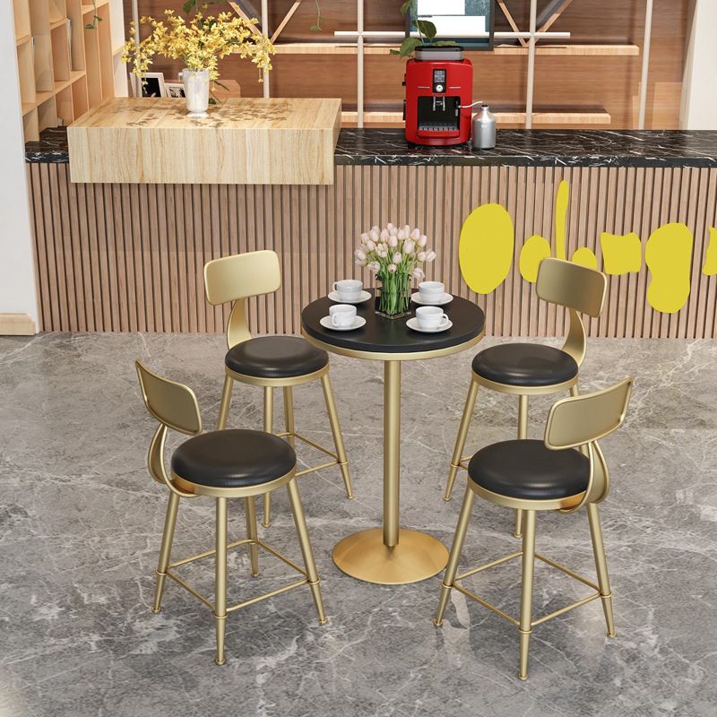 Glam Bar Table in Metal Pedestal Faux Marble Top Bar Dining Table for Small Places Clearhalo 'Bar Furniture' 'Bar Tables' 'bar_tables' 'furn' 'furn_bar_tables' 'Furniture' 'Kitchen & Dining Furniture' 1200x1200_5ce7bb25-cd93-40c1-b69a-c2accb527fbe
