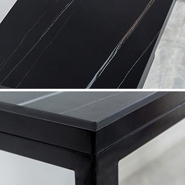 Matte Finish Stone Top Bistro Table with Black Metal Frame for Home Clearhalo 'Bar Furniture' 'Bar Tables' 'bar_tables' 'furn' 'furn_bar_tables' 'Furniture' 'Kitchen & Dining Furniture' 1200x1200_5ce8f0eb-1acf-4ac2-a870-fe3e4493678c