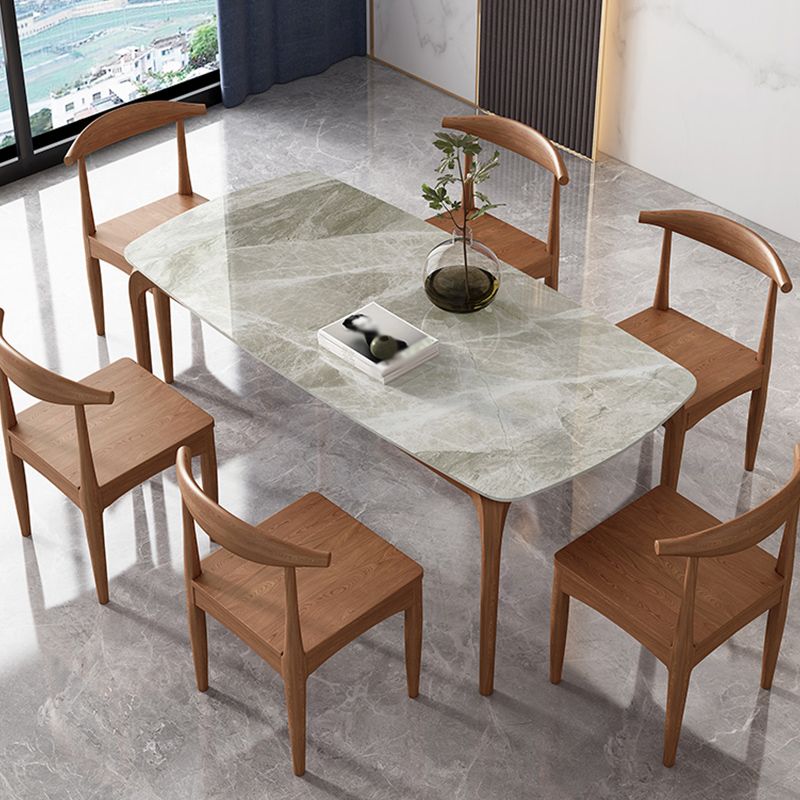 Rectangle Dining Table Sintered Stone Table Retro Modern with 4 Legs Clearhalo 'Dining Tables & Seating' 'Dining Tables' 'dining_table' 'furn' 'furn_dining_table' 'Furniture' 'furniture_dining_table' 'Kitchen & Dining Furniture' 'kitchen' 'kitchen_dining_table' 1200x1200_5ce9b36b-9cb4-4a20-a28a-b540ffed8d07