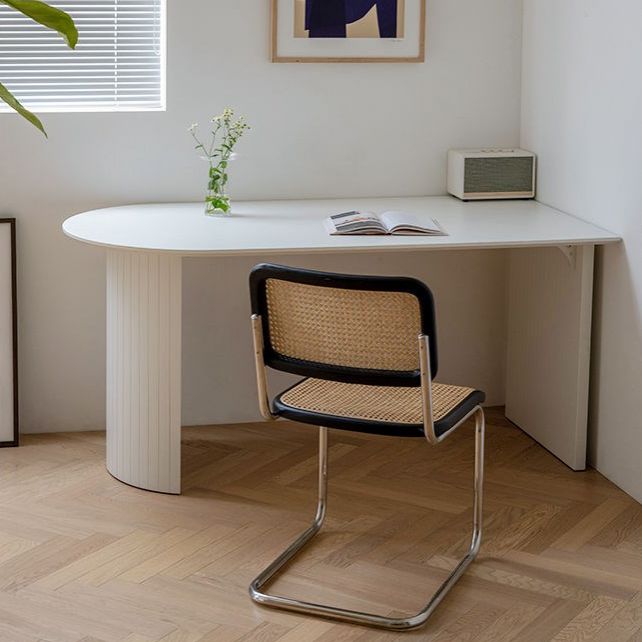 Tavolo da pranzo in pietra sinterizzato in pietra sinterizzato mobili bianchi moderni con doppio piedistallo in legno