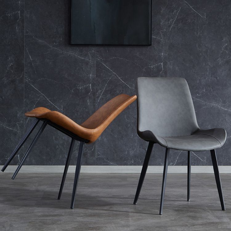 Contemporary Metal Dining Room Chairs Leather Dining Armless Chairs for Indoor Use Clearhalo ' kitchen&dining_furn' 'Dining Chairs' 'Dining Tables & Seating' 'dining_chair' 'furn' 'furn_dining_chair' 'Furniture' 'furniture_dining_chair' 'Kitchen & Dining Furniture' 'kitchen' 1200x1200_5cec02c3-f44d-4aa0-8a3a-772915842466