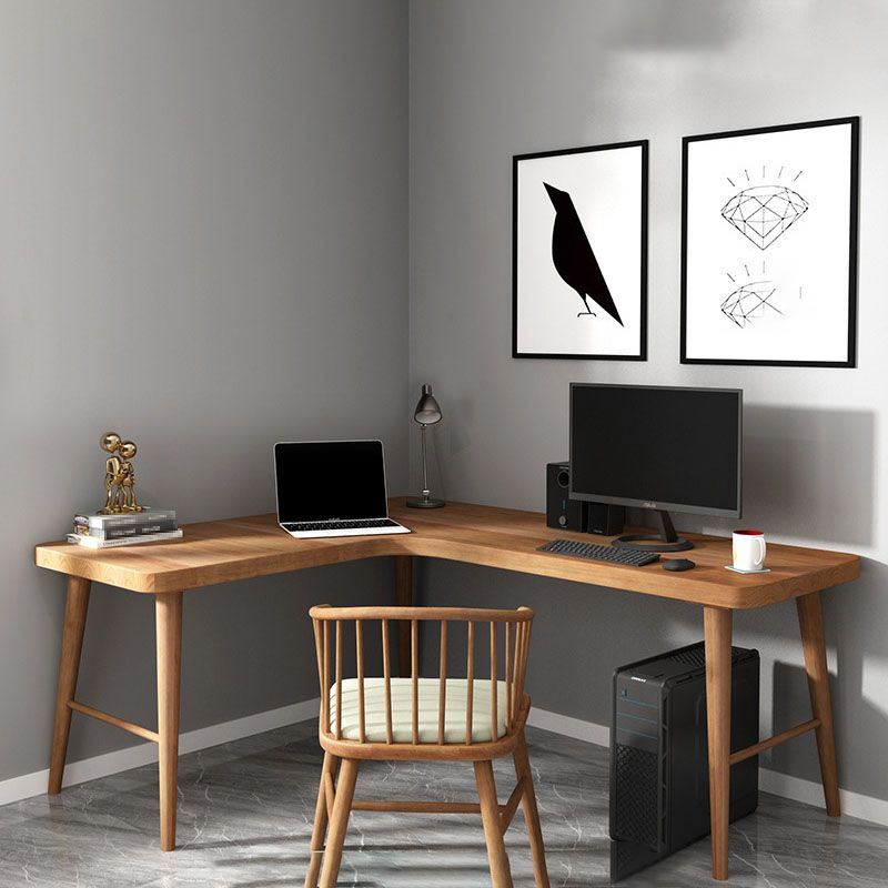 Escritorio de escritura de madera maciza contemporánea de 30 "altura escritorio de oficina en forma de L de altura