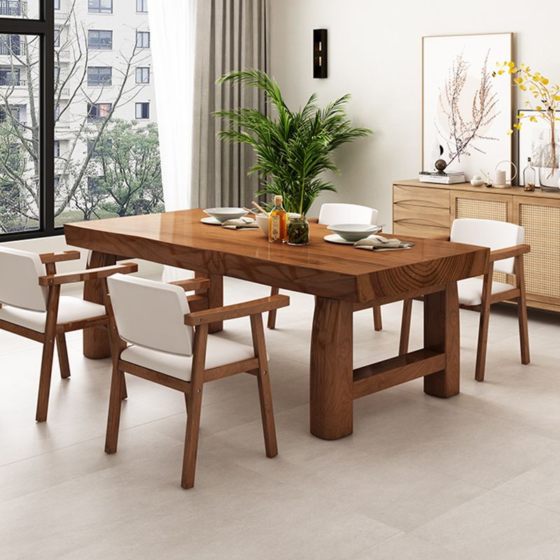 Mesa de comedor rectangular con pedestal doble, mesa moderna de madera de pino para uso en cocina