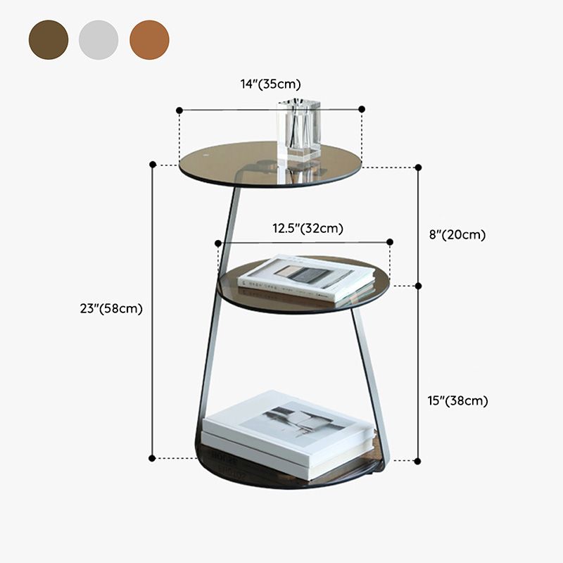 Modern Corner Table Round 3-Tier Side End Table with Storage