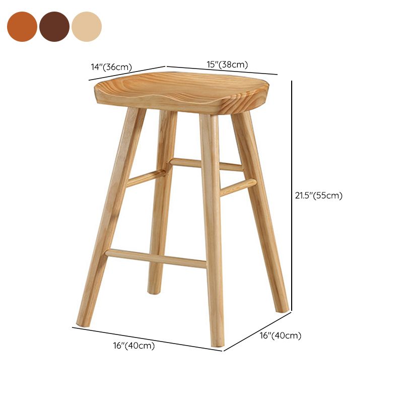 Modern Backless Armless Counter Stool Pine Wood Cafe Bar Stool with Pedal