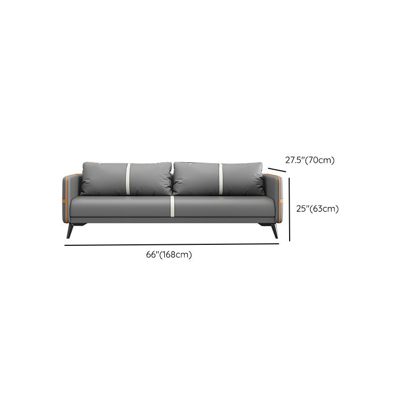 Zeitgenössisches graues Sofa Kunstleder -Quadratarmof Sofa mit Kissen