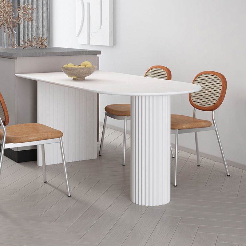Irregular Shape White Table for Restaurant Modern Island Table with Double Pedestal Clearhalo 'Dining Tables & Seating' 'Dining Tables' 'dining_table' 'furn' 'furn_dining_table' 'Furniture' 'furniture_dining_table' 'Kitchen & Dining Furniture' 'kitchen' 'kitchen_dining_table' 1200x1200_5cf73e15-fe5b-4ab9-a0ed-37677d5b52da