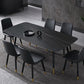 Contemporary Stone Dining Table Black Rectangle Dining Table with 4 Wood Legs Clearhalo 'Dining Tables & Seating' 'Dining Tables' 'dining_table' 'furn' 'furn_dining_table' 'Furniture' 'furniture_dining_table' 'Kitchen & Dining Furniture' 'kitchen' 'kitchen_dining_table' 1200x1200_5cf823fd-041e-44e2-85cf-2e7d36cdc313
