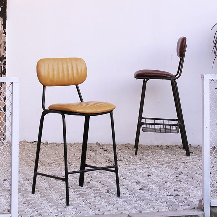 Industrial Leather Distressed Quilted Barstool Indoor Tall Stool with Rectangle Seat Clearhalo 'Bar Furniture' 'Bar Stools' 'bar_stools' 'furniture_bar_stools' 'Kitchen & Dining Furniture' 'kitchen&dining_furn' 'kitchen' 'kitchen_furn' Furniture' 1200x1200_5cf8a0d8-9549-4948-a05e-9ad7c237bae3