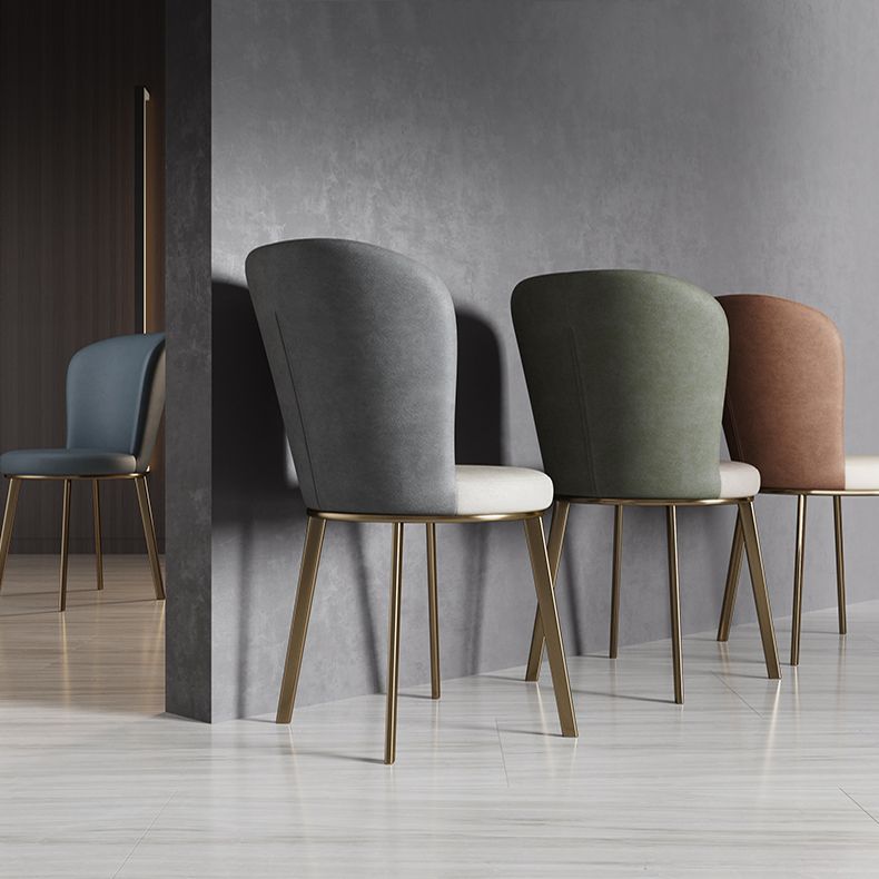 Scandinavian Style Leather Dining Chairs Solid Back Armless Dining Chairs for Home Clearhalo ' kitchen&dining_furn' 'Dining Chairs' 'Dining Tables & Seating' 'dining_chair' 'furn' 'furn_dining_chair' 'Furniture' 'furniture_dining_chair' 'Kitchen & Dining Furniture' 'kitchen' 1200x1200_5cf8a2aa-999f-4bf0-9f04-b4a9f73a66ff