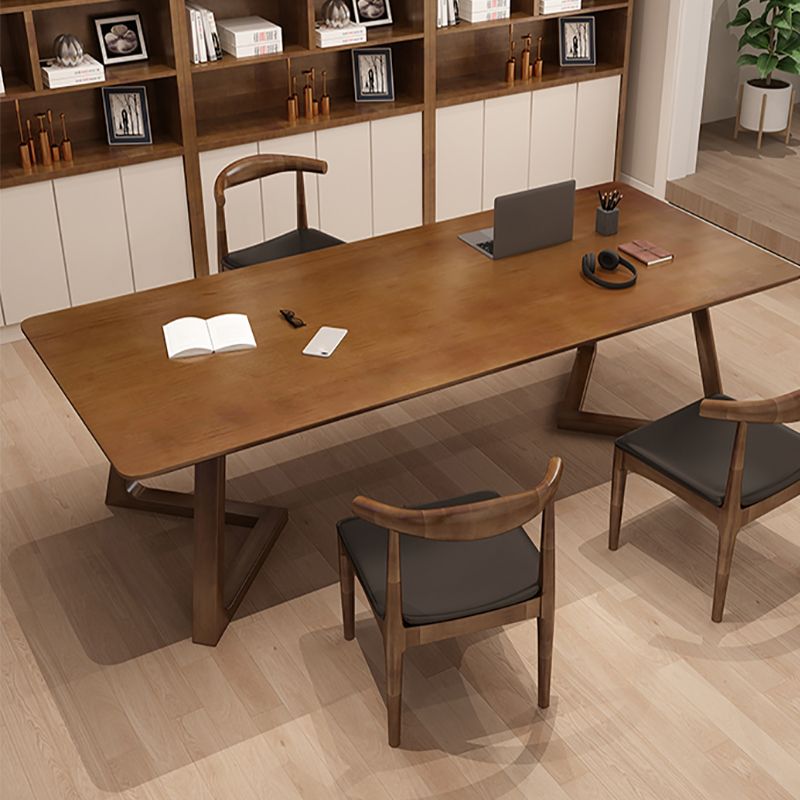 Contemporary Brown Writing Desk Solid Wood Office Desk with Legs Clearhalo 'furn' 'furn_office_desk' 'Furniture' 'Office Desks' 'Office Furniture' 'office_desk' 1200x1200_5cfa4042-9111-4d02-b9b1-c78817e208ac