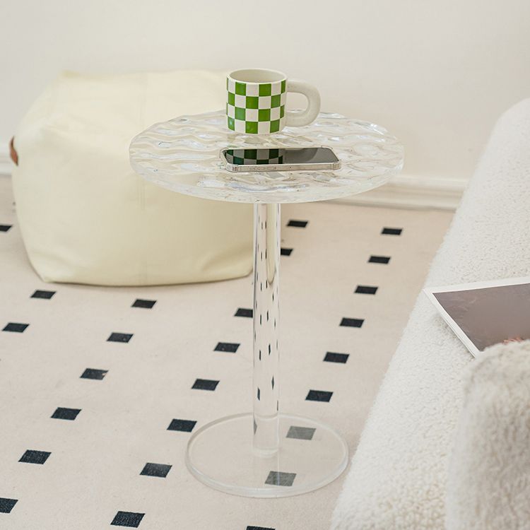 Pedestal 20" Tall End Table Round Clear Acrylic Sofa Side Accent Table Clearhalo 'Coffee & Accent Tables' 'End & Side Tables' 'end_side_tables' 'furn' 'furn_end_side_tables' 'Furniture' 'Living Room Furniture' 1200x1200_5cfa95d4-0846-41f6-ba45-aa717849fd76