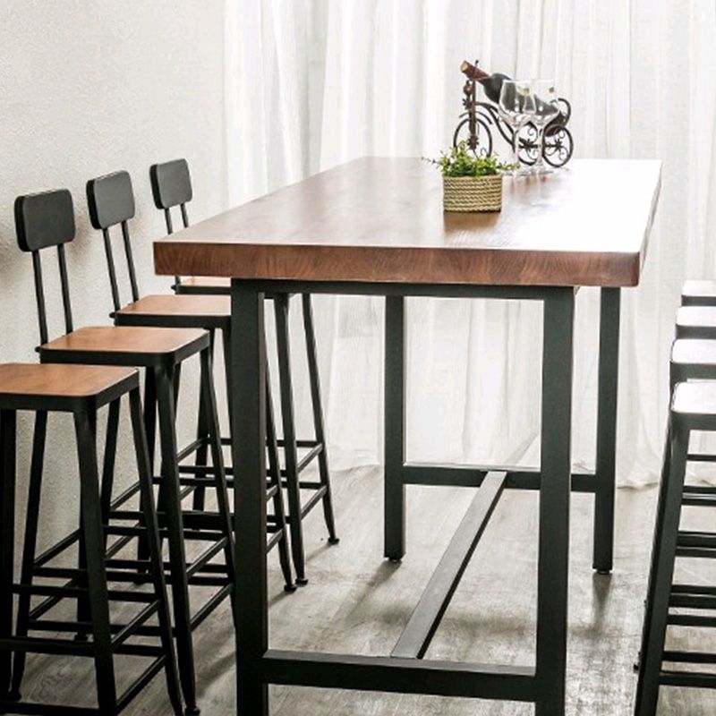 Mesa de bar con base metálica moderna Mesa rectangular de madera para pub bistró