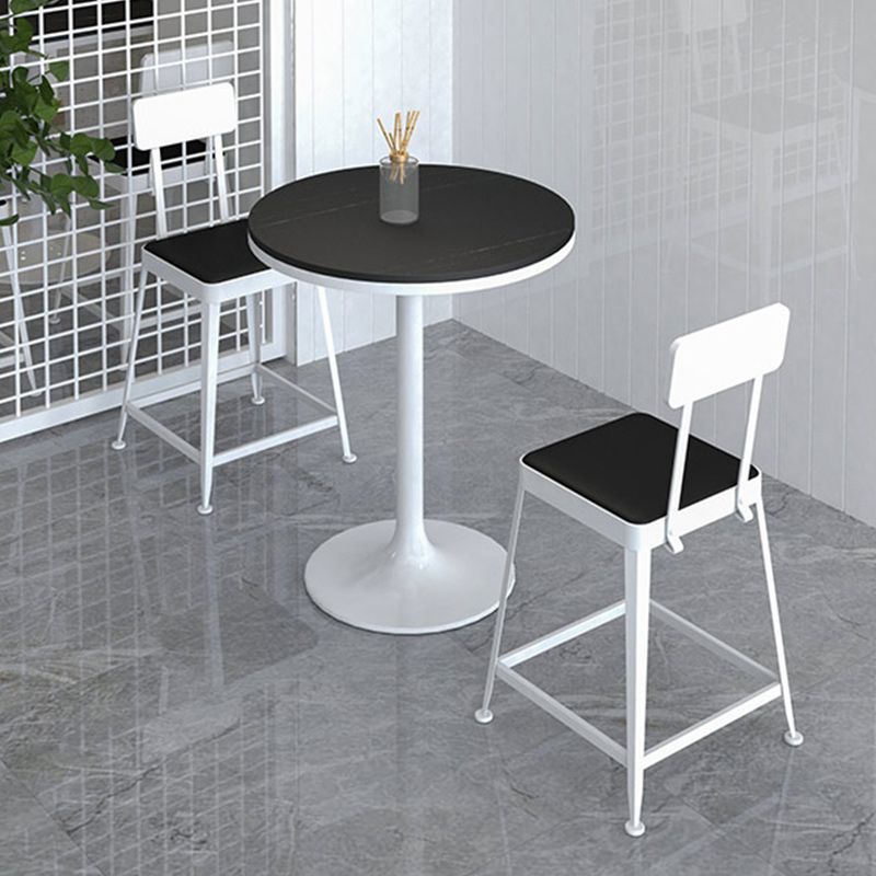 Stone Bar Dining Table Glam Round Bar Table with Pedestal for Milk Tea Shop