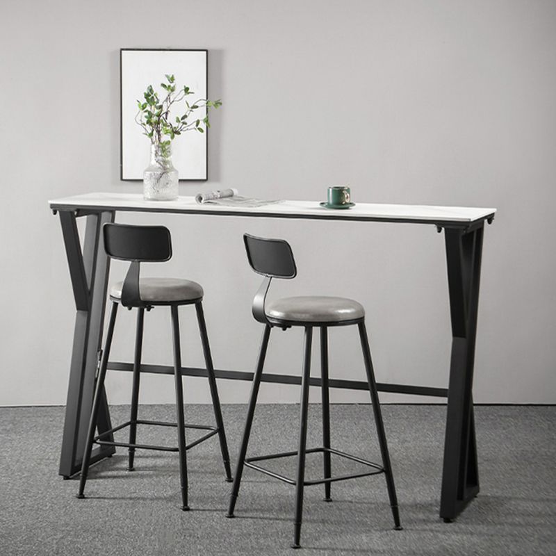 White Modern Style Rectangle Bar Table in Faux Marble and Metal Table Kitchen Bar Table Clearhalo 'Bar Furniture' 'Bar Tables' 'bar_tables' 'furn' 'furn_bar_tables' 'Furniture' 'furniture_bar_tables' 'Kitchen & Dining Furniture' 1200x1200_5cfc7295-189d-435e-9693-035f52fc27b3
