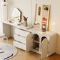 3-Drawer Lighted Mirror Make up Vanity Set in White with Stool