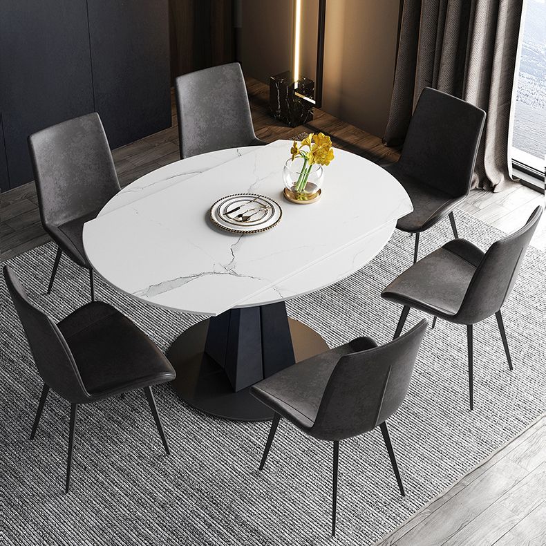Mesa de pedestal de piedra Mesa de comedor de hoja redonda contemporánea