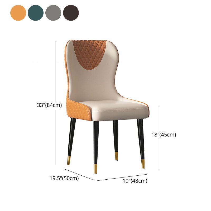 Nordic Style Armless Solid Back Chairs Faux Leather Dining Chairs Clearhalo 'Dining Chairs' 'Dining Tables & Seating' 'dining_chair' 'furn' 'furn_dining_chair' 'Furniture' 'furniture_dining_chair' 'Kitchen & Dining Furniture' 1200x1200_5cfe8090-6cb2-4c37-96ef-a8cd30ce88b0