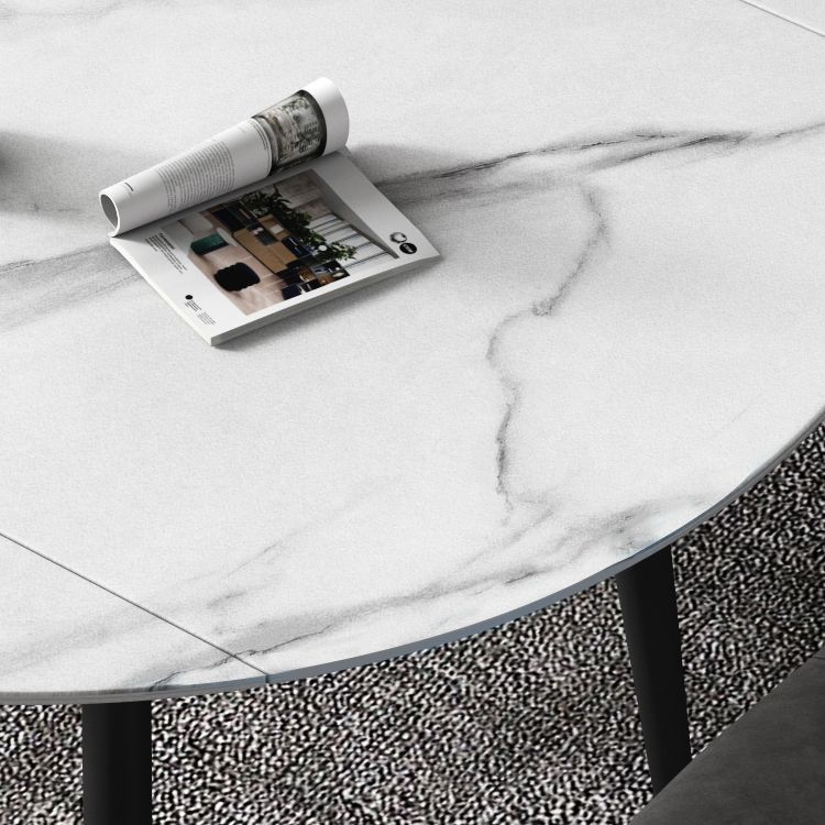 52" Extendable Round Dining Table Modern Adjustable Sintered Stone Top Table with 4 Legs Clearhalo ' dining_table' 'Dining Tables & Seating' 'Dining Tables' 'furn' 'furn_dining_table' 'Furniture' 'furniture_dining_table' 'Kitchen & Dining Furniture' 'kitchen&dining_furn' 'kitchen' 'kitchen_dining_table' 1200x1200_5d006699-7c26-490f-93c8-ef11c1fd7612