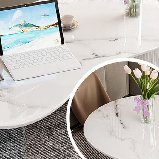 Free Form Slate Cocktail Table Abstract Base Coffee Table with 2 Drawers