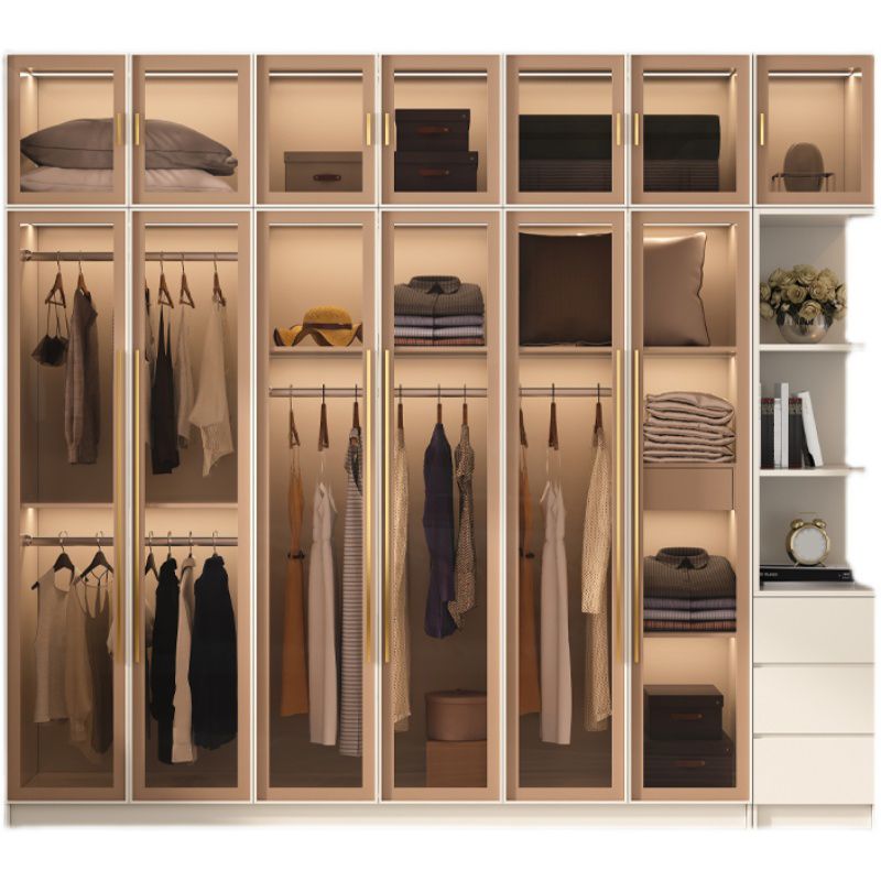 Armadio moderno per porte incernierate per mobile bianco a casa con porta di vetro