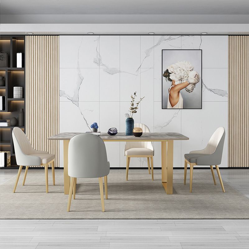 北欧1/5/7ピースダイニングセットカフェダイニングルーム用の長方形の石のダイニングテーブル