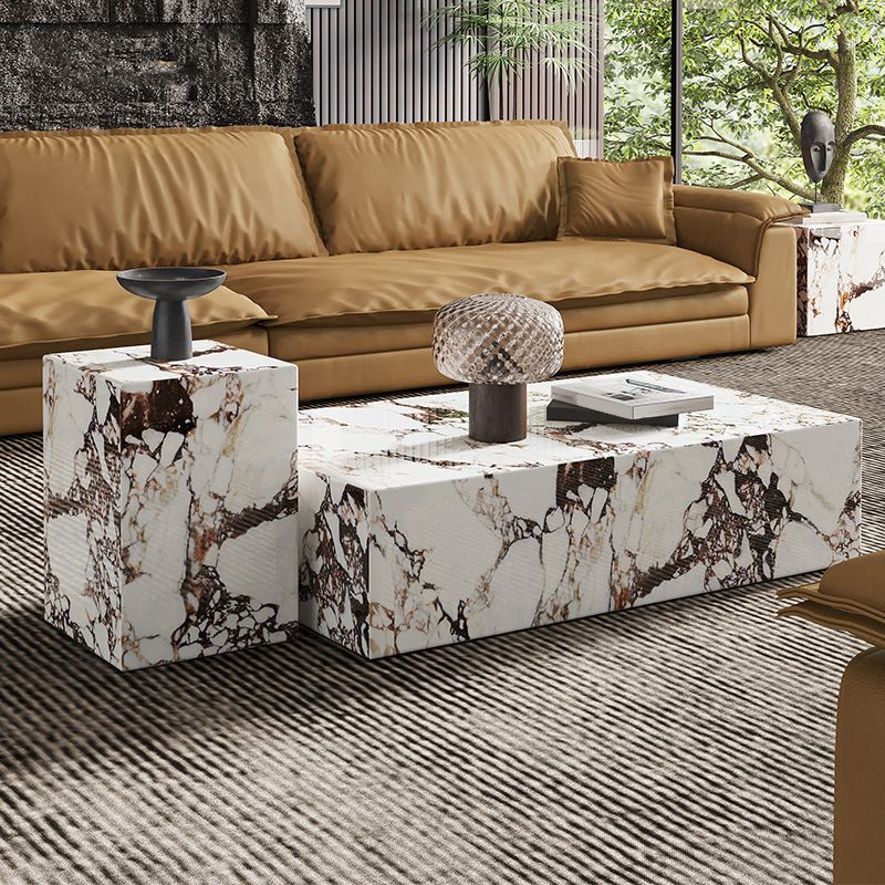 Block Coffee Cocktail Table Contemporary Slate Coffee Table Set