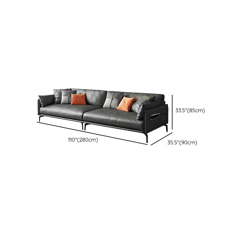 Sofá de brazo cuadrado 33.46 "Sofá de cuero genuino alto con espalda suelta