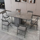 Metal Base Modern Rectangular Table Sintered Stone Top Table with Drop Leaf Clearhalo 'Dining Tables & Seating' 'Dining Tables' 'dining_table' 'furn' 'furn_dining_table' 'Furniture' 'furniture_dining_table' 'Kitchen & Dining Furniture' 'kitchen' 'kitchen_dining_table' 1200x1200_5d08e58a-dc01-425c-83fb-761274524975