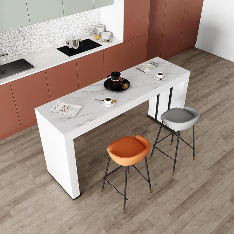 Stone Top Bar Dining Table Contemporary Bar Dining Table with Sled Base Clearhalo 'Bar Furniture' 'Bar Tables' 'bar_tables' 'furn' 'furn_bar_tables' 'Furniture' 'furniture_bar_tables' 'Kitchen & Dining Furniture' 1200x1200_5d08fe97-a1fd-4834-9e40-a761cae18279