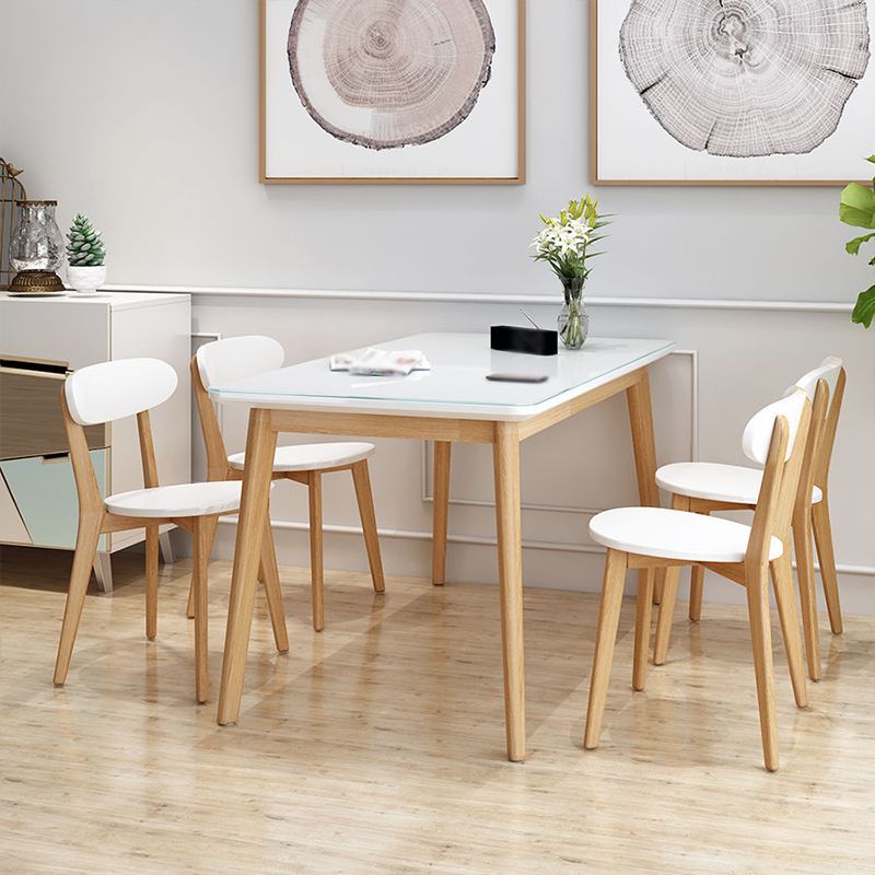 Weißer Steinspitze Esstisch Mitte des Jahrhunderts moderner Tisch mit 4 Beinen