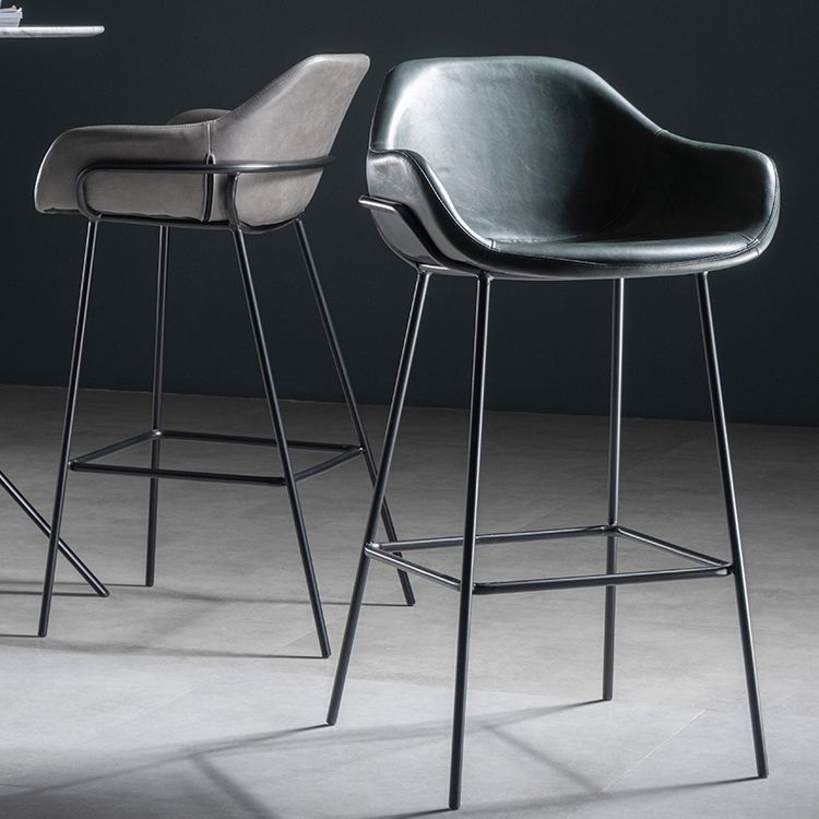 Industrial Iron Low Back Barstool Simple Indoor Tall Stool with Leather Seat Clearhalo 'Bar Furniture' 'Bar Stools' 'bar_stools' 'furn' 'furn_bar_stools' 'furniture_bar_stools' 'Kitchen & Dining Furniture' 'kitchen&dining_furn' 'kitchen' 'kitchen_furn' Furniture' 1200x1200_5d0c3fb0-c035-4f7d-826d-59a5bfba1945