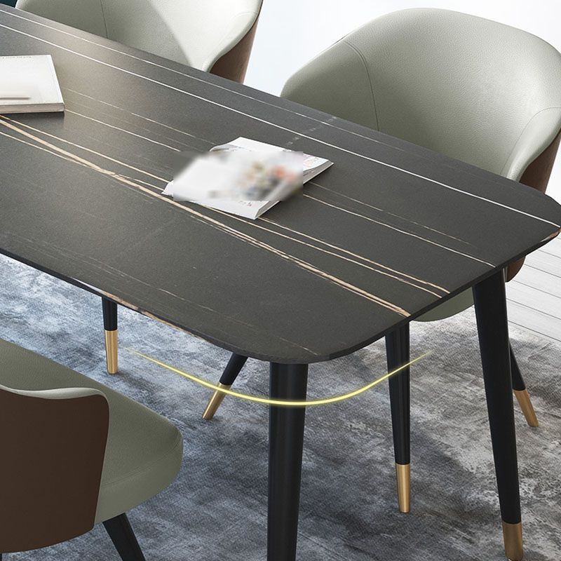 Modern Stone Rectangle Dining Table Home Kitchen Dinner Black Frame Dining Table Clearhalo 'Dining Tables & Seating' 'Dining Tables' 'dining_table' 'furn' 'furn_dining_table' 'Furniture' 'furniture_dining_table' 'Kitchen & Dining Furniture' 'kitchen' 'kitchen_dining_table' 1200x1200_5d0d36cd-73e6-4268-9d42-7aba21b1d571
