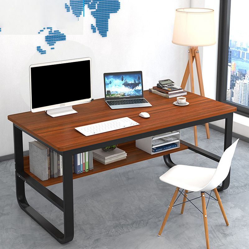Metalen en houten schrijfbureau rechthoekige kantoorbureau voor slaapkamer