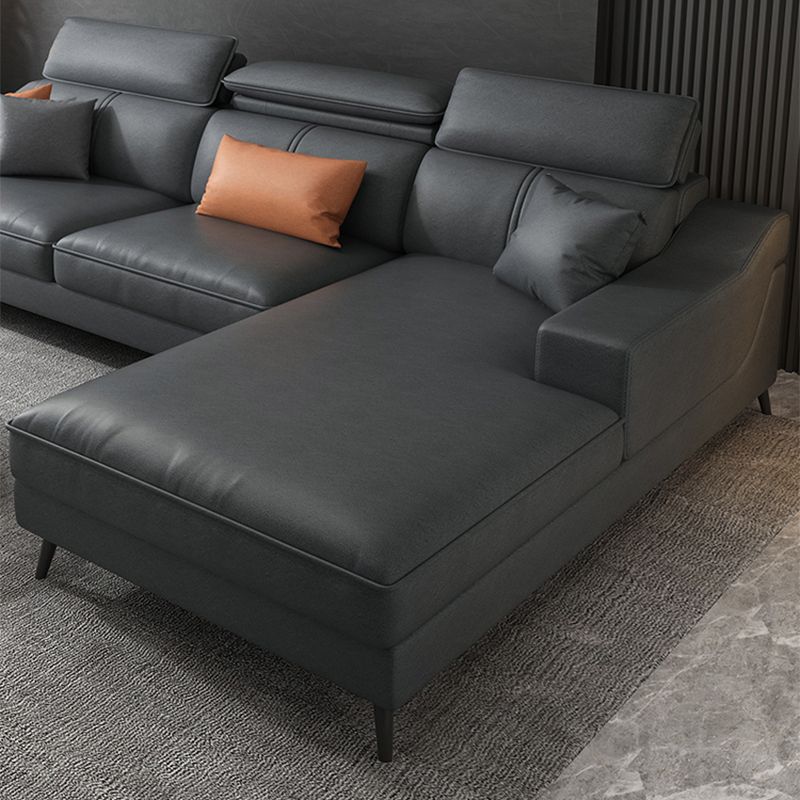 Modern Cushion Back Sectionals 35.43"H Modern Sloped Arm Sofa and Chaise Clearhalo 'furn' 'furn_sectionals' 'Furniture' 'furniture_sectionals' 'Living Room Furniture' 'Sectionals' 1200x1200_5d1394ee-ce2a-4e44-846c-cbfa300e2a8a