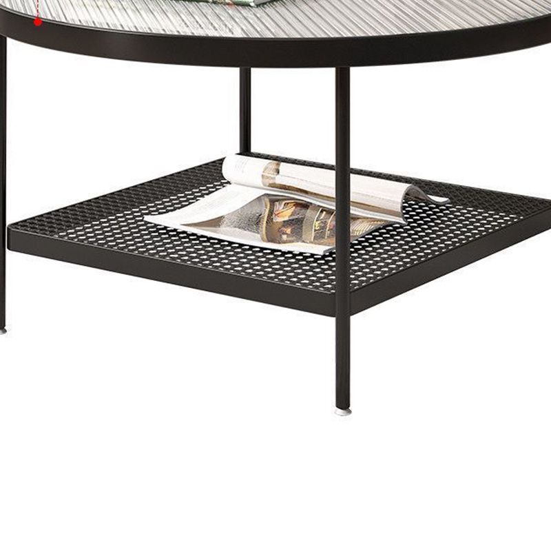 Glass Round Contemporary Coffee Table 4 Legs Coffee Table with Storage Clearhalo 'Coffee & Accent Tables' 'Coffee Tables' 'coffee_tables' 'furn' 'furn_coffee_tables' 'Furniture' 'Living Room Furniture' 1200x1200_5d16213d-071f-481e-863a-9242b4529f7f