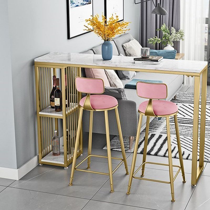 Glam Juego de mesa de bar de 1/3 piezas, mesa rectangular de piedra con taburetes para sala de estar