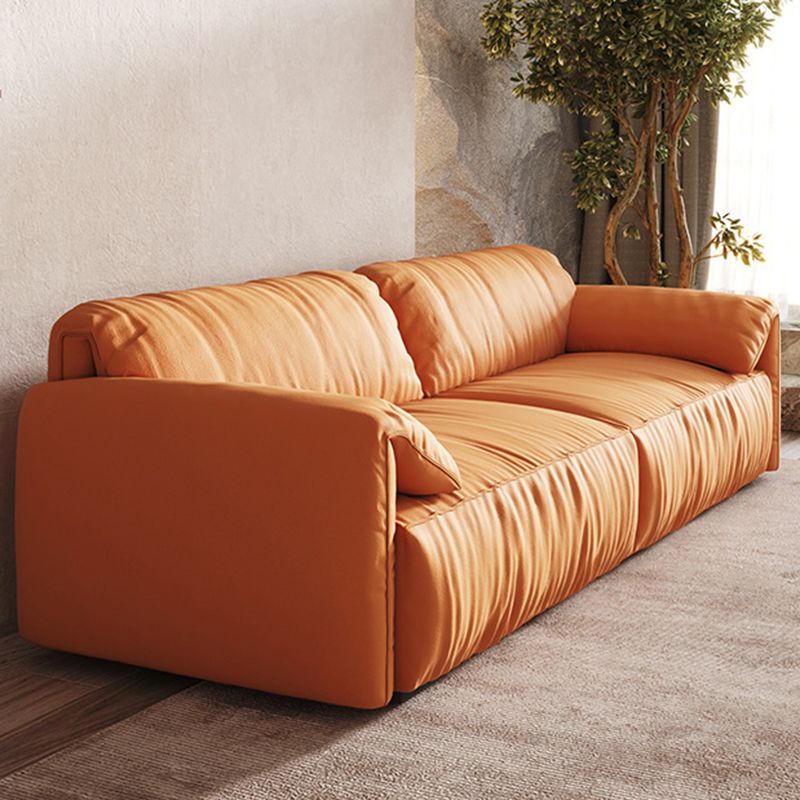 Contemporary Living Room Seating Pillow Top Arm Cushions Orange Sofa