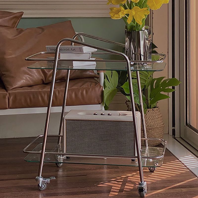 Rectangular de doble nivel contemporáneo con mesa final de vidrio de almacenamiento