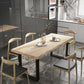 Rectangle Solid Wood Table Modern Dining Table with Metal Base and Double Pedestal for Restaurant Clearhalo ' dining_table' 'Dining Tables & Seating' 'Dining Tables' 'Furniture' 'furniture_dining_table' 'Kitchen & Dining Furniture' 'kitchen&dining_furn' 'kitchen' 'kitchen_dining_table' 1200x1200_5d19eb10-5e7a-4410-b078-e41bbf68c7f8